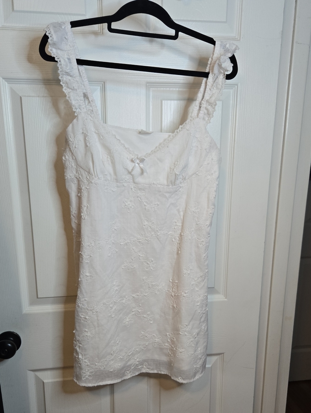 No Boundaries White Lace Mini Dress with Ruffled Straps